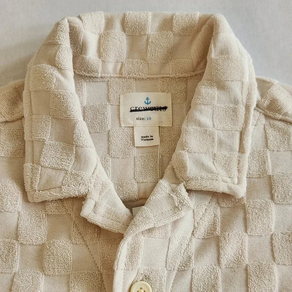NWT || CREWCUTS || Camp-collar shirt, cream, sz 10, button down, collar - Picture 3 of 5